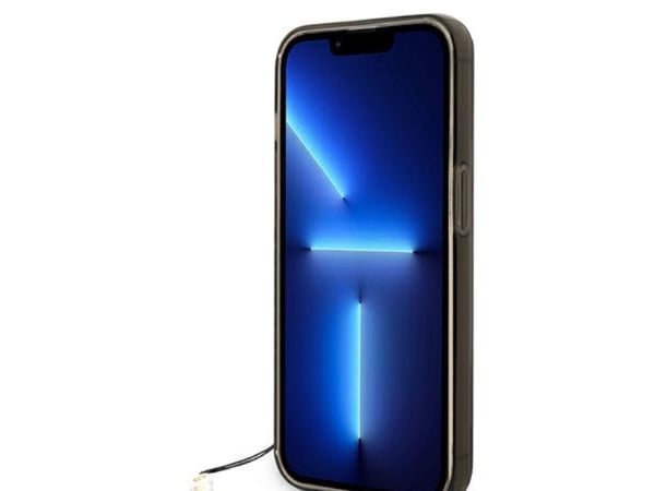 Alkuperäinen GUESS GUHCP14XHGGCOHK Etupaneeli Kotelo iPhone 14 PRO MAX (IML Electro Cam w. Strap läpikuultava / Musta)