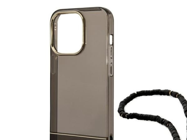 Alkuperäinen GUESS GUHCP14XHGGCOHK Etupaneeli Kotelo iPhone 14 PRO MAX (IML Electro Cam w. Strap läpikuultava / Musta)