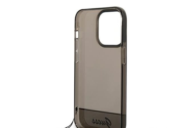 Alkuperäinen GUESS GUHCP14XHGGCOHK Etupaneeli Kotelo iPhone 14 PRO MAX (IML Electro Cam w. Strap läpikuultava / Musta)