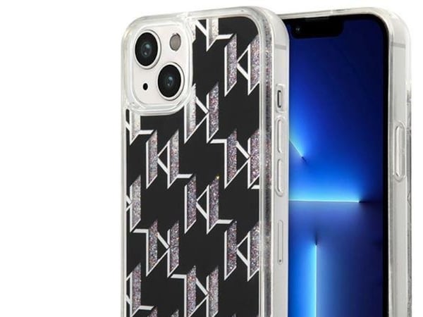 Karl Lagerfeld KLHCP14SLMNMK iPhone 14 6.1″ kova kotelo musta/musta neste glitter monogrammi