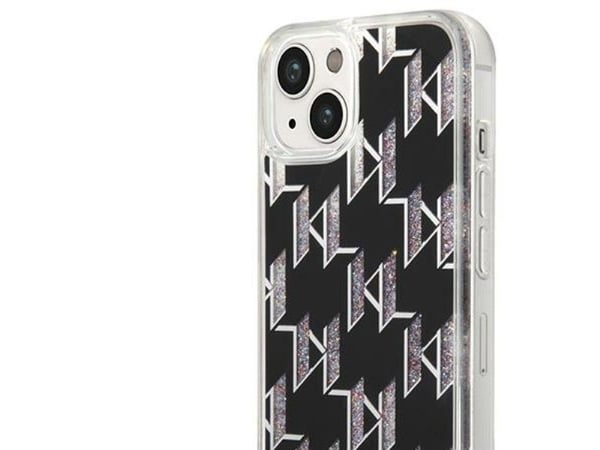 Karl Lagerfeld KLHCP14SLMNMK iPhone 14 6.1″ kova kotelo musta/musta neste glitter monogrammi