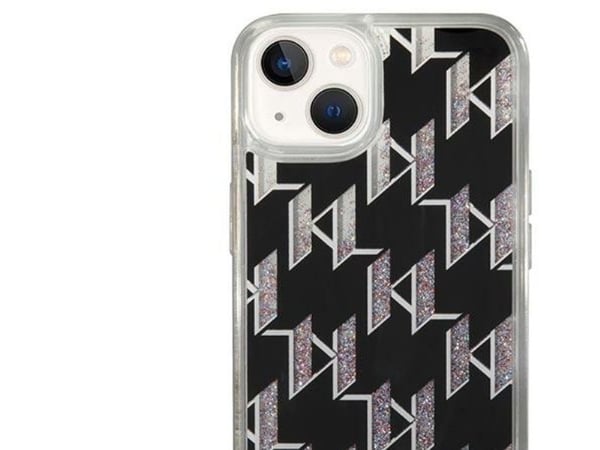 Karl Lagerfeld KLHCP14SLMNMK iPhone 14 6.1″ kova kotelo musta/musta neste glitter monogrammi