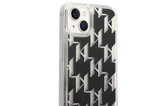 Karl Lagerfeld KLHCP14SLMNMK iPhone 14 6.1″ kova kotelo musta/musta neste glitter monogrammi