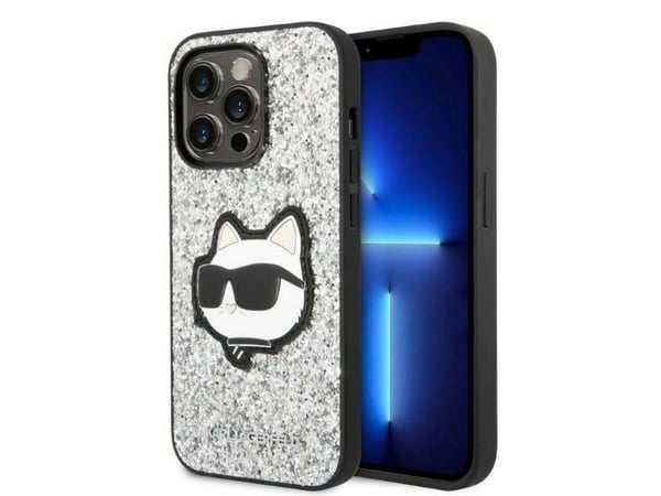 Karl Lagerfeld KLHCP14LG2CPS hårt skal till Apple iPhone 14 Pro 6,1" Glitter Choupette Patch - silver