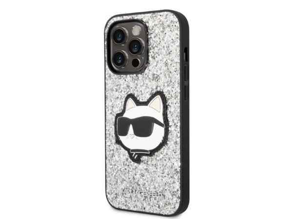 Karl Lagerfeld KLHCP14LG2CPS hårt skal till Apple iPhone 14 Pro 6,1" Glitter Choupette Patch - silver