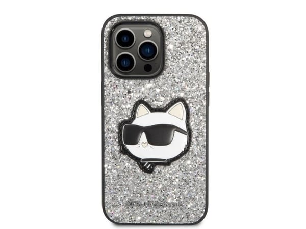Karl Lagerfeld KLHCP14LG2CPS hårt skal till Apple iPhone 14 Pro 6,1" Glitter Choupette Patch - silver
