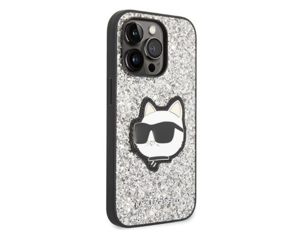 Karl Lagerfeld KLHCP14LG2CPS hårt skal till Apple iPhone 14 Pro 6,1" Glitter Choupette Patch - silver