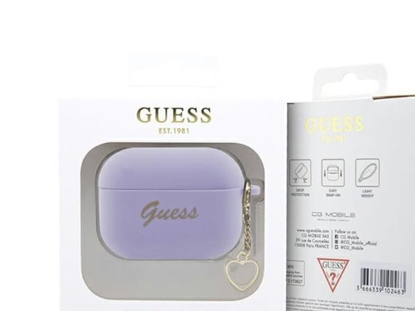 Guess GUAP2LSCHSU AirPods Pro 2 (2022/2023) skal – lila silikon Charm Heart Collection