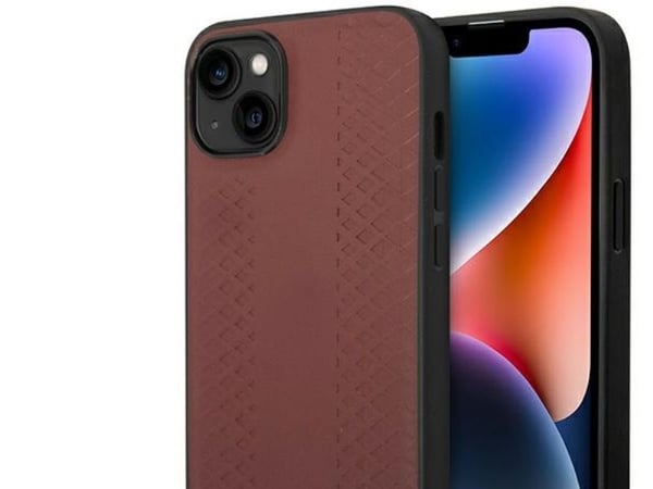 Veske BMW BMHCP14S22RFGR iPhone 14 6,1 tommer Burgundy / Burgundy Leather Diamond Pattern