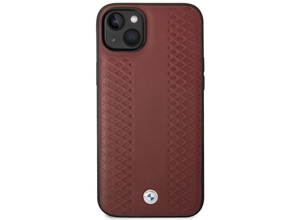 Veske BMW BMHCP14S22RFGR iPhone 14 6,1 tommer Burgundy / Burgundy Leather Diamond Pattern