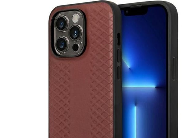 Veske BMW BMHCP14X22RFGR iPhone 14 Pro Max 6,7" burgunder / burgunder diamantmønster i skinn