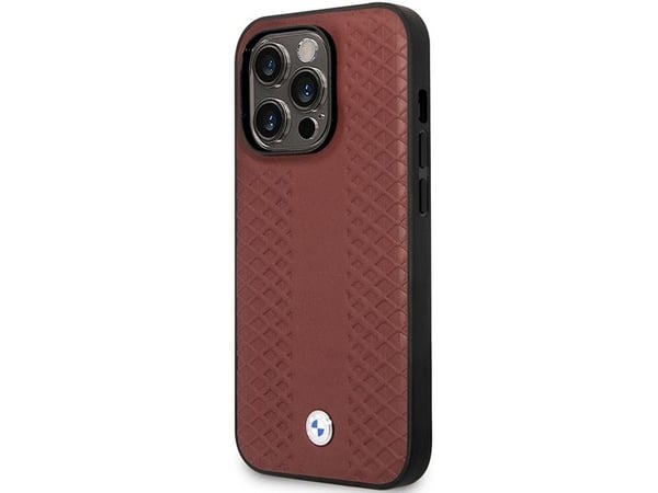 Veske BMW BMHCP14X22RFGR iPhone 14 Pro Max 6,7" burgunder / burgunder diamantmønster i skinn