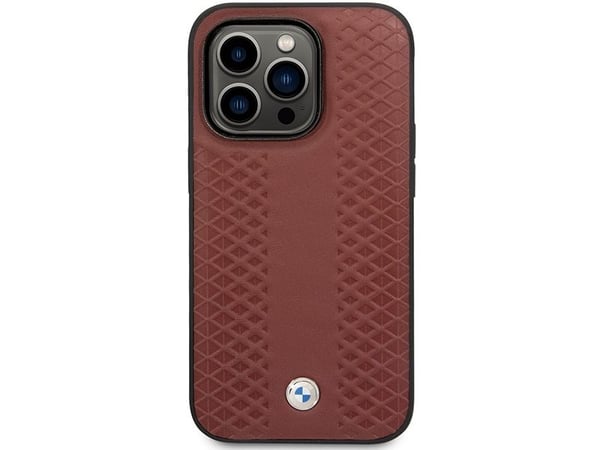 Veske BMW BMHCP14X22RFGR iPhone 14 Pro Max 6,7" burgunder / burgunder diamantmønster i skinn