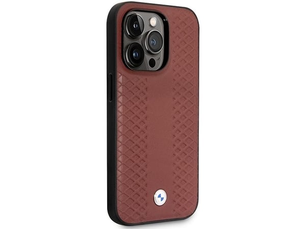 Veske BMW BMHCP14X22RFGR iPhone 14 Pro Max 6,7" burgunder / burgunder diamantmønster i skinn