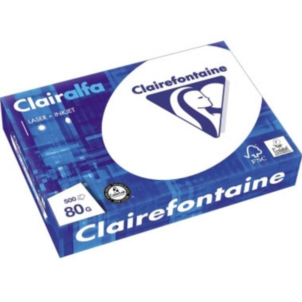 Clairefontaine A4 80g 500 sht, 80 g/m², Valkoinen, 20 - 80%, 15 - 35 °C, 0 - 40 °C, 20 - 80%
