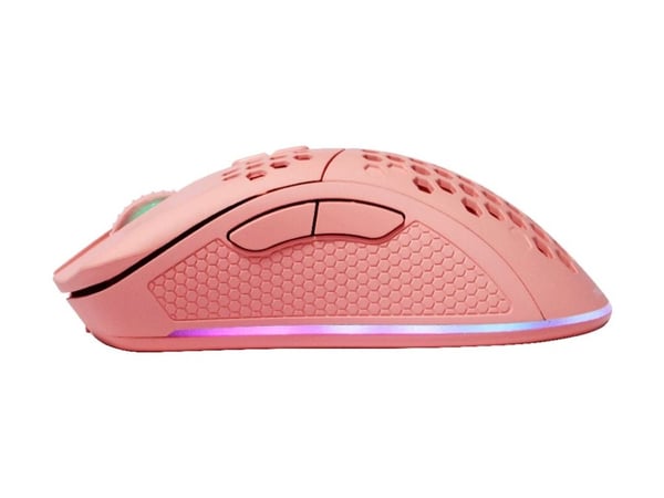DELTACO GAMING PM80 - Mus - 7 knapper - trådløs, kablet - 2.4 GHz - USB trådløs mottaker - rosa