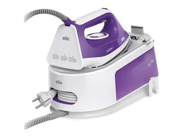 Braun CareStyle 1 IS 1014 - Dampstrykejern med automatisk slukking - såleplate: FreeGlide 3D SuperCeramic - 2200 W - hvit/fiolett