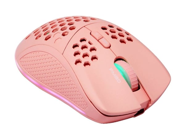 DELTACO GAMING PM80 - Mus - 7 knapper - trådløs, kablet - 2.4 GHz - USB trådløs mottaker - rosa