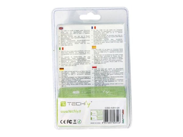 TECHly - Hubb - 4 x SuperSpeed USB 3.0 - skrivbordsmodell