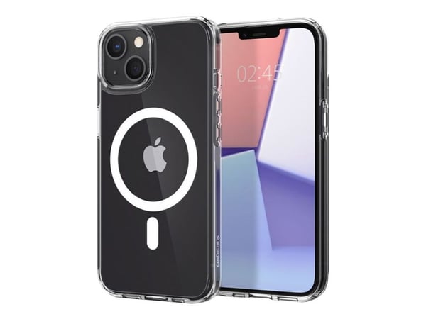 Spigen Ultra Hybrid - Baksidesskydd för mobiltelefon - MagSafe-kompatibilitet - polykarbonat, termoplastisk polyuretan (TPU) - vit, CrystalClear - ...