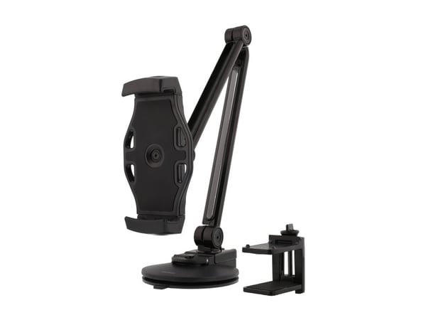 2 in 1 Tablet &amp; Phone Stand, 4"-12", C-Clamp, 360 astetta kääntyvä DELTACOIMP musta / ARM-252
