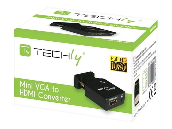 Techly IDATA VGA-HDMINI VGA + 3.5mm Audio Jack to HDMI 1080p Adapter