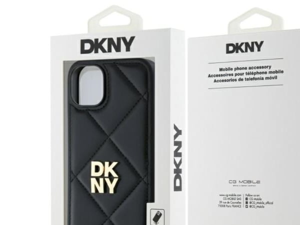 DKNY DKHCP15MPQQDSLK Apple iPhone 15 Plus 6.7" dėklas telefonui juodos spalvos Quilted Stack logo