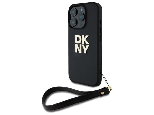 DKNY DKNY DKHCP16XPBSWSK iPhone 16 Pro Max 6,9" svart hardcase med handledsrem med logotryck