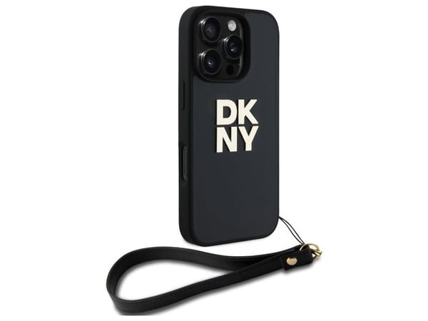 DKNY DKNY DKHCP16XPBSWSK iPhone 16 Pro Max 6,9" svart hardcase med handledsrem med logotryck