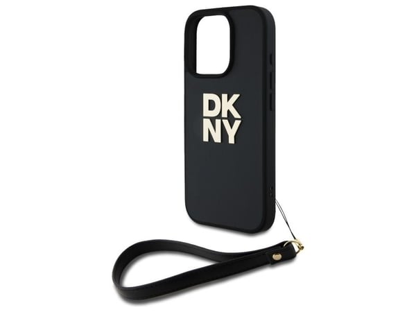 DKNY DKNY DKHCP16XPBSWSK iPhone 16 Pro Max 6,9" svart hardcase med handledsrem med logotryck