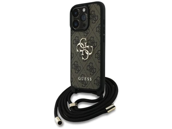 Guess PU 4G Metal Logo Crossbody Strap Veske til din Apple iPhone 16 Pro i brun