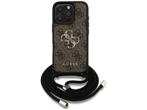 Guess PU 4G Metal Logo Crossbody Strap Veske til din Apple iPhone 16 Pro i brun