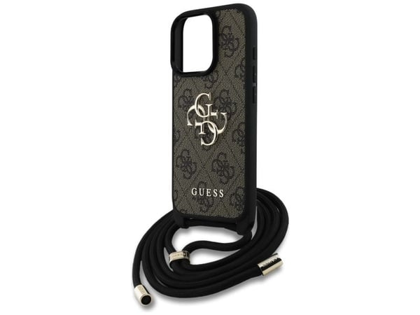 Guess PU 4G Metal Logo Crossbody Strap Veske til din Apple iPhone 16 Pro i brun