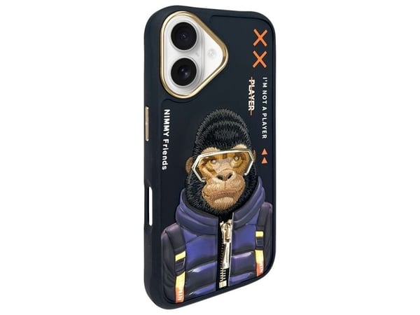 Metelli Nimmy-deksel iPhone 16 6.1" svart/svart Cool&Cute 2.0 Monkey
