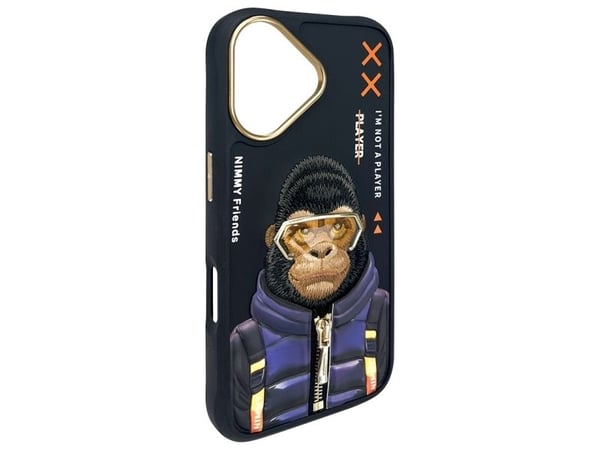 Metelli Nimmy-deksel iPhone 16 6.1" svart/svart Cool&Cute 2.0 Monkey