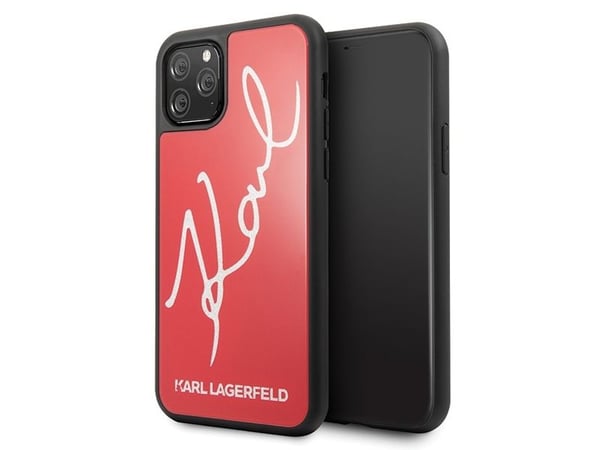 Karl Lagerfeld iPhone 11 Pro Max KLHCN65DLKSRE Red Hard Case Signature Glitter
