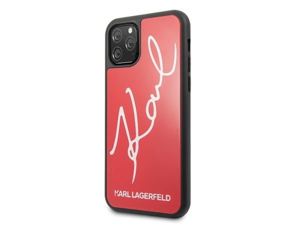 Karl Lagerfeld iPhone 11 Pro Max KLHCN65DLKSRE Red Hard Case Signature Glitter