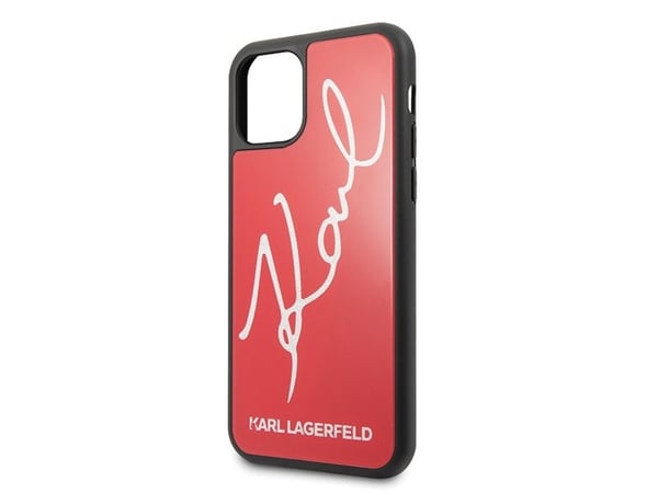 Karl Lagerfeld iPhone 11 Pro Max KLHCN65DLKSRE Red Hard Case Signature Glitter
