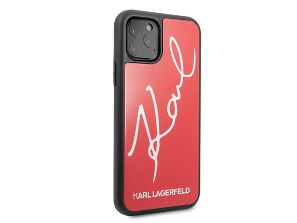 Karl Lagerfeld iPhone 11 Pro Max KLHCN65DLKSRE Red Hard Case Signature Glitter