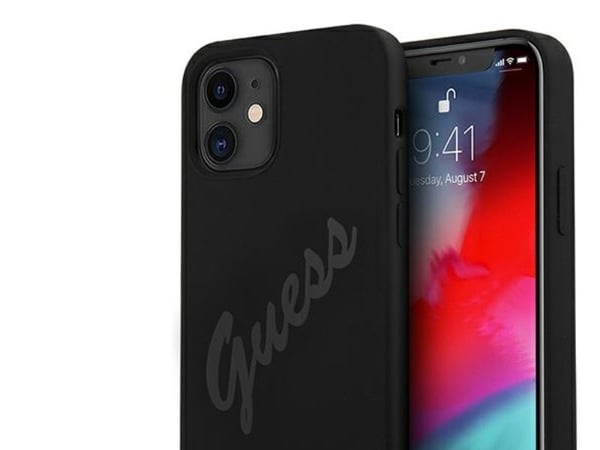 Guess GUHCP12SLSVSBK iPhone 12 mini 5.4" svart/svart hardt deksel "Script Vintage"