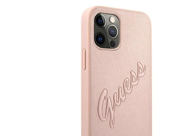Guess GUHCP12LRSAVSRG iPhone 12 Pro Max 6,7" rosa/rosa hardcase Saffiano Vintage Script
