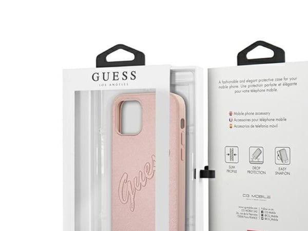 GUESS GUHCP12LRSAVSRG KIETUS-dekaler Saffiano Vintage till iPhone 12 Pro Max (rosa)