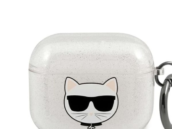 Karl Lagerfeld KLA3UCHGS AirPods-deksel sølv Glitter Choupette