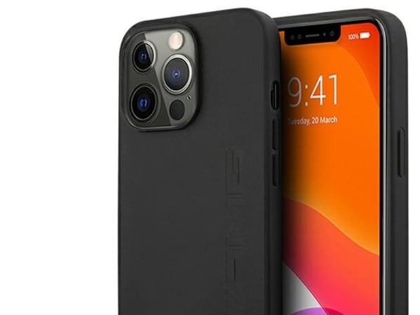 Mercedes AMG AMHCP14LDOLBK hårt skal med läderpräglad design för Apple iPhone 14 Pro 6,1" i svart