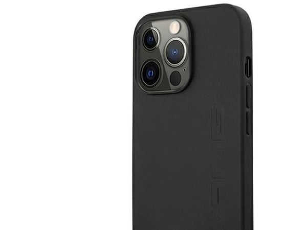 Mercedes AMG AMHCP14LDOLBK hårt skal med läderpräglad design för Apple iPhone 14 Pro 6,1" i svart