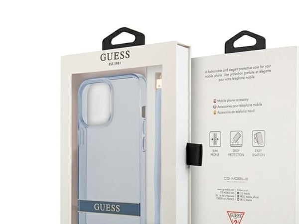 Guess GUHCP13LHTSGSB iPhone 13 Pro/13 6,1" blå hardt etui Translucent Stap