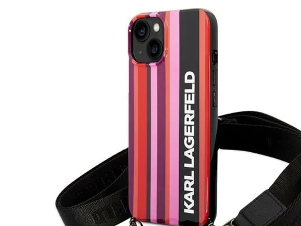 Karl Lagerfeld KLHCP14SSSTTP iPhone 14 6.1" hardt deksel rosa/rosa farge stripe stropp