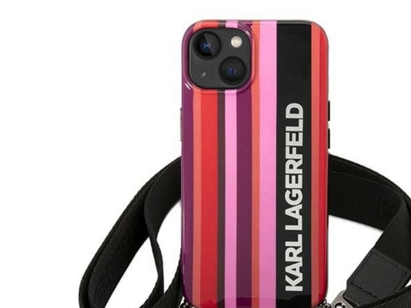 Karl Lagerfeld KLHCP14SSSTTP iPhone 14 6.1" hardt deksel rosa/rosa farge stripe stropp