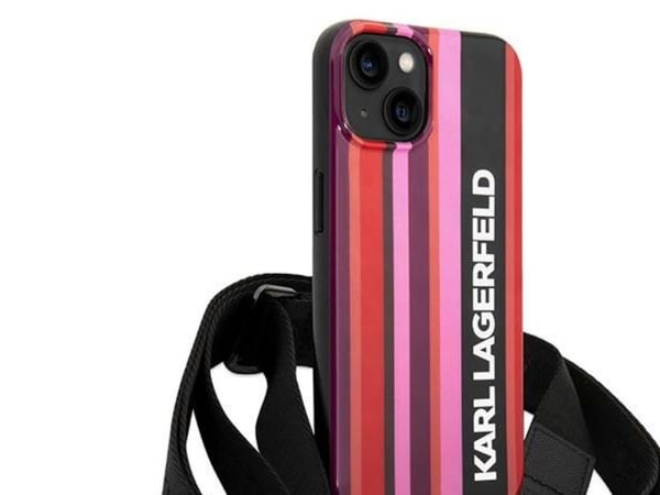 Karl Lagerfeld KLHCP14SSSTTP iPhone 14 6.1" hardt deksel rosa/rosa farge stripe stropp