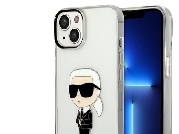 Deklas Karl Lagerfeld KLHCP14MHNIKTCT iPhone 14 Plus / 15 Plus 6.7" transparent hårt skal ikonisk Karl Lagerfeld